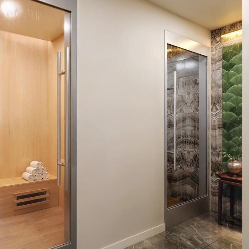 a sauna in a room